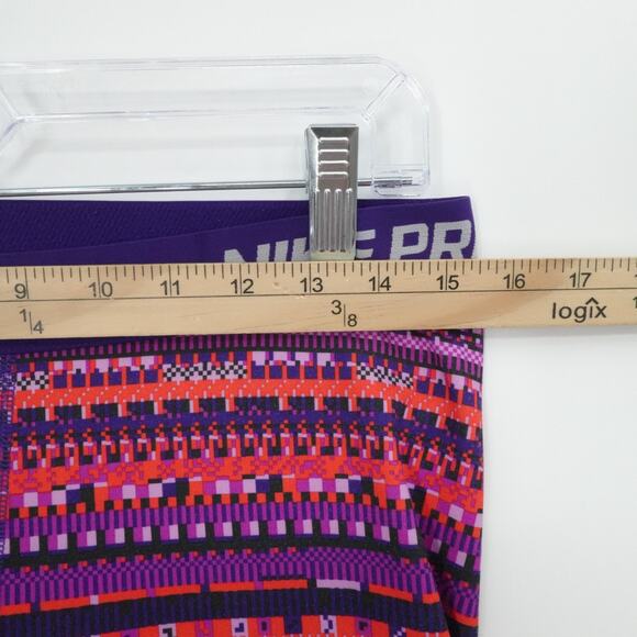Nike Pro Leggings Womens XL Purple Pink Dri‎ Fit Aztec Design Athleisure Gym - Picture 4 of 13